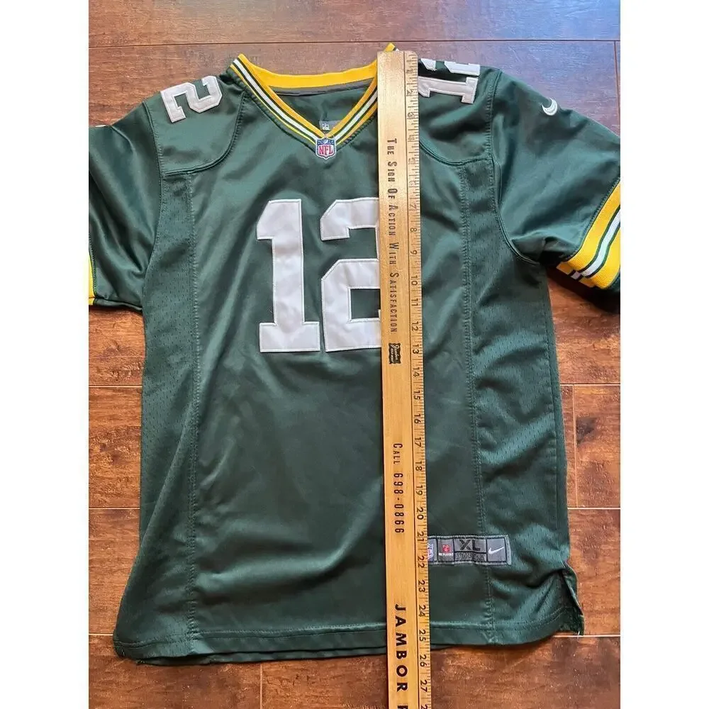 Green Bay Packers Jersey Youth XL Green #12 Aaron Rodgers Stitched Nike Football